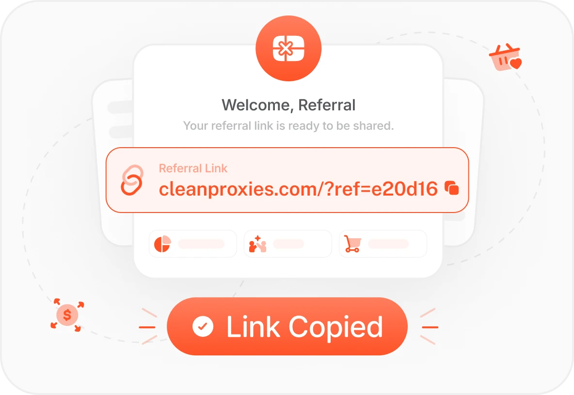 Referral dashboard showing a personal referral link being copied